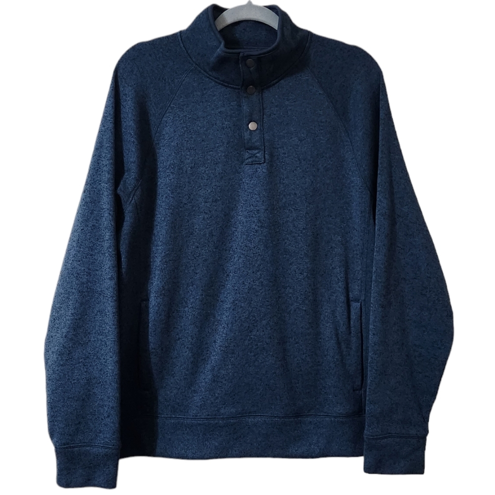 Sonoma Blue Quarter Snap Pullover Sweater with Hand Pockets for Men Size L